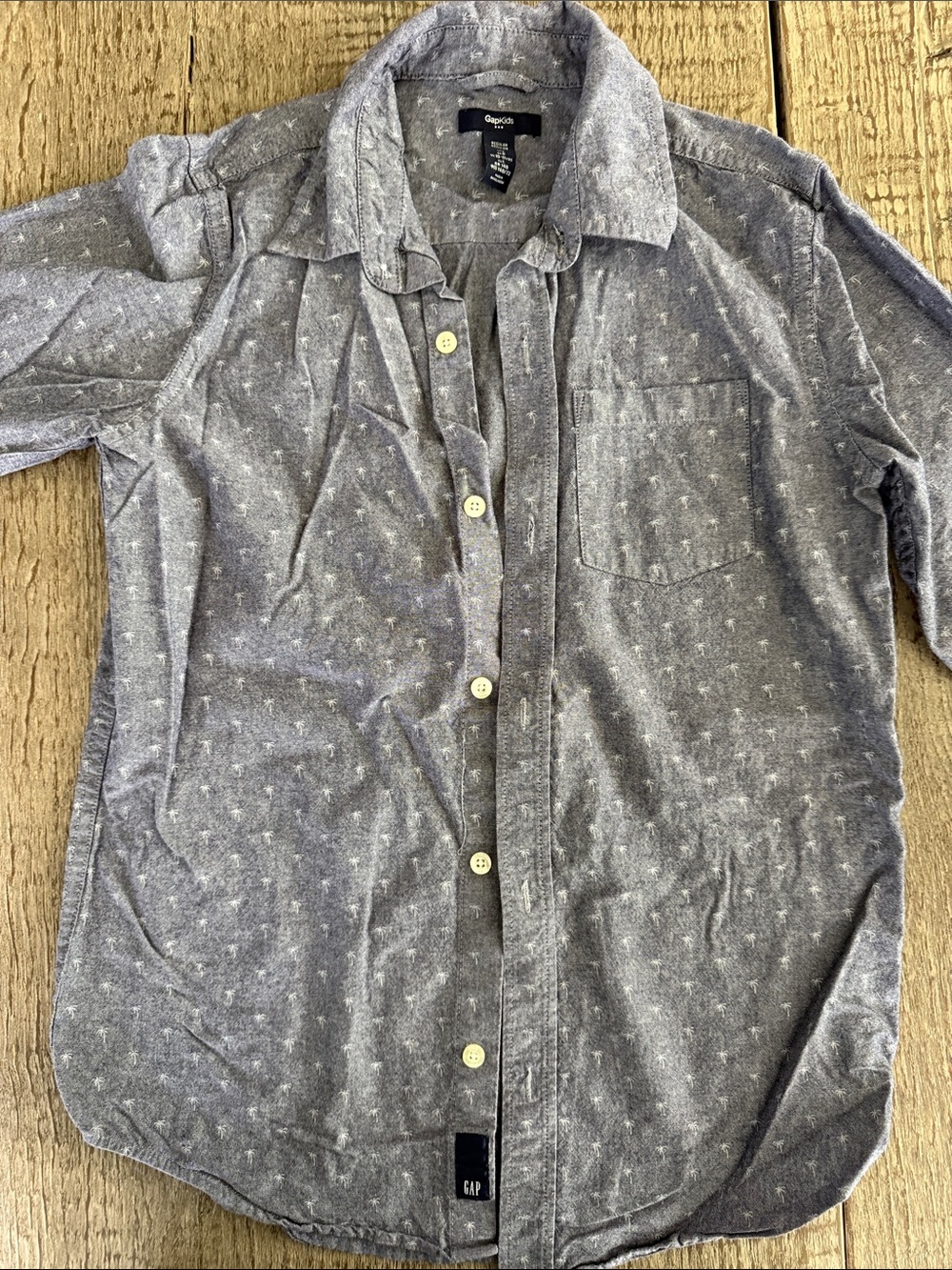 GAP kids Gray Palm-Print Lightweight Shirt Jacket